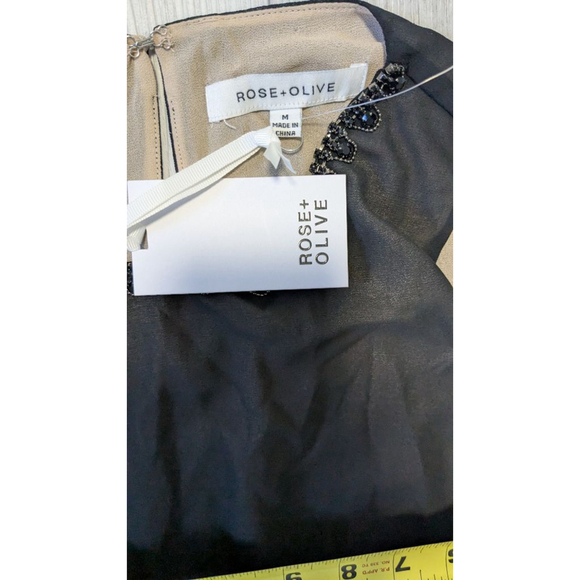 ROSE+OLIVE Black & Beige Beaded Tank Top M - Picture 6 of 8